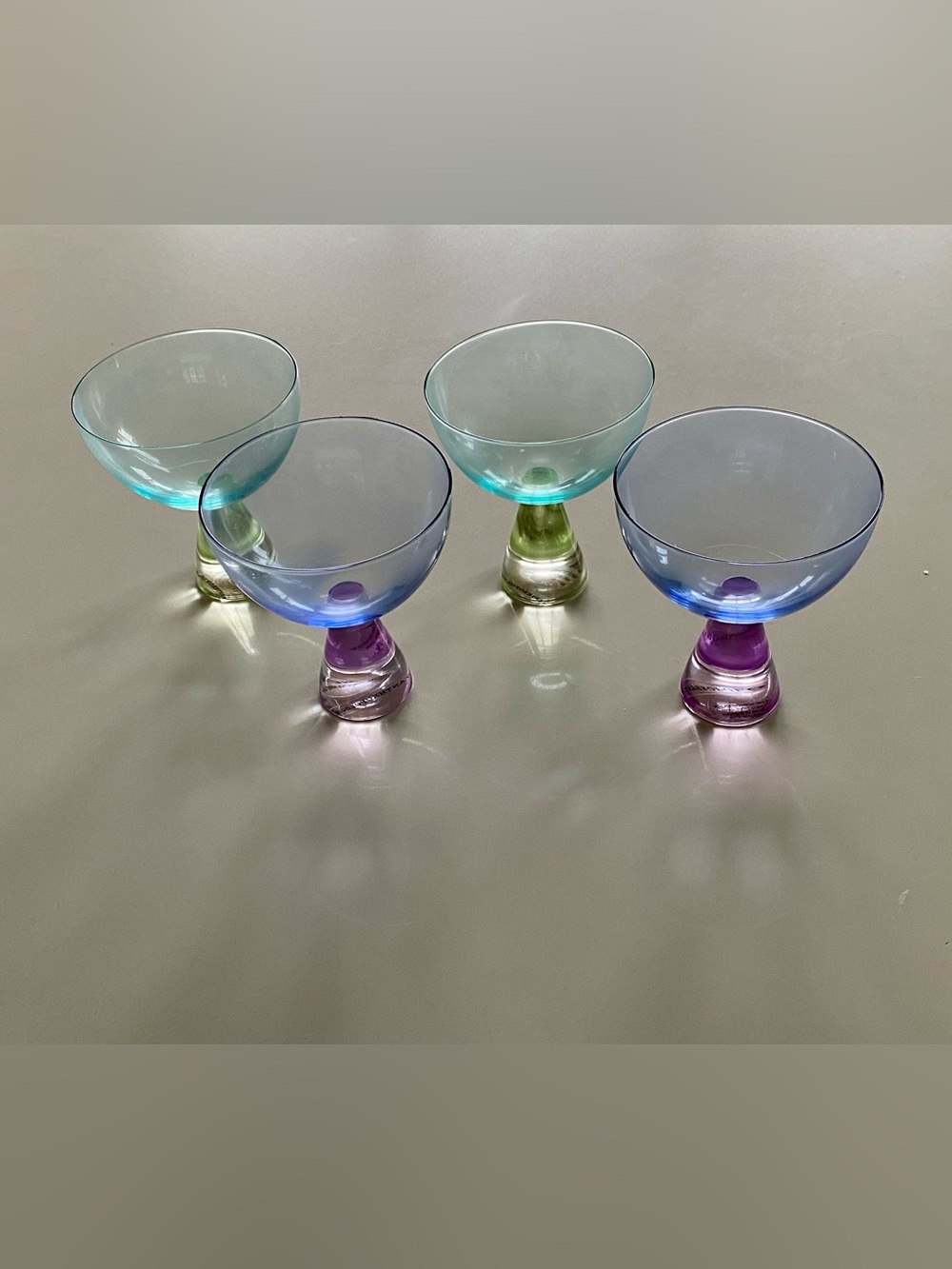 Anthropologie Ramona Coupe Champagne Cocktail Glasses Purple Blue, Set of 4